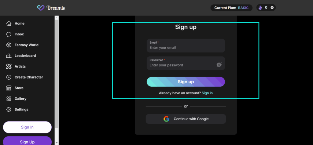 Dreamle AI - Sign Up